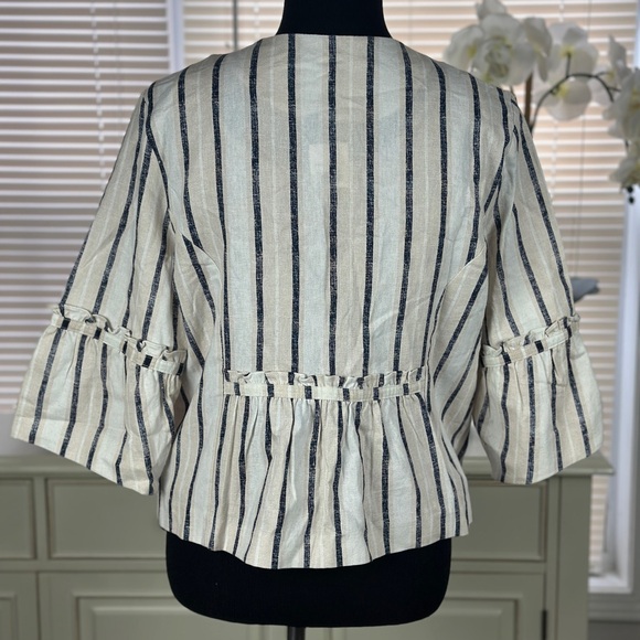 Striped Ruffle Sleeve Jacket - Picture 2 of 2
